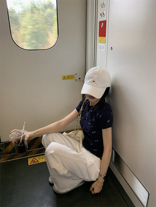 Dog Print Shoulder Top