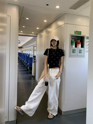 Dog Print Shoulder Top