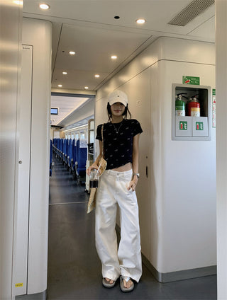 Dog Print Shoulder Top