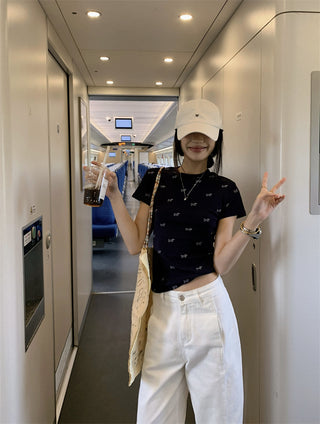 Dog Print Shoulder Top