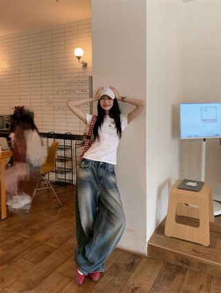 Dog Print Shoulder Top