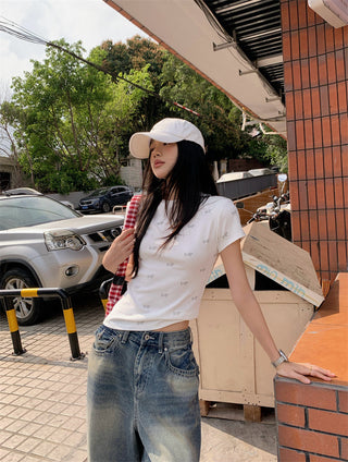 Dog Print Shoulder Top