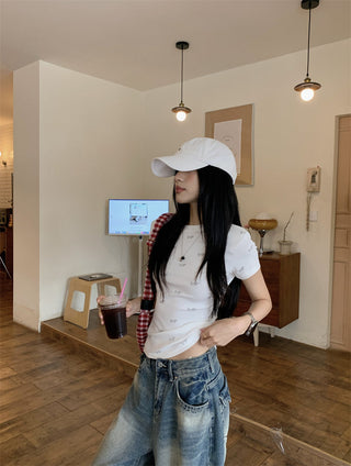 Dog Print Shoulder Top