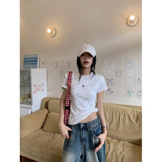 Dog Print Shoulder Top