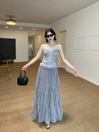 Lace Sling Vest with Skirt