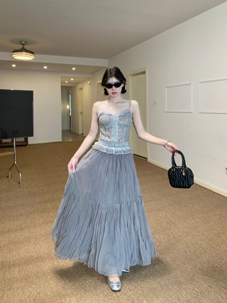 Lace Sling Vest with Skirt