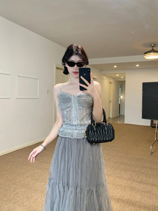 Lace Sling Vest with Skirt