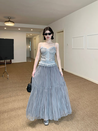 Lace Sling Vest with Skirt