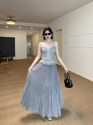 Lace Sling Vest with Skirt