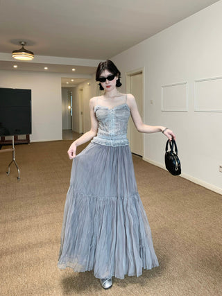 Lace Sling Vest with Skirt