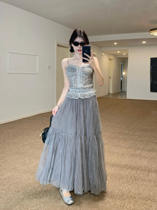 Lace Sling Vest with Skirt