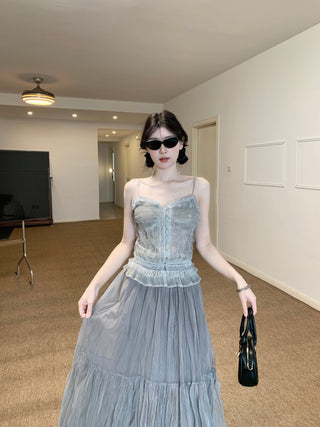 Lace Sling Vest with Skirt