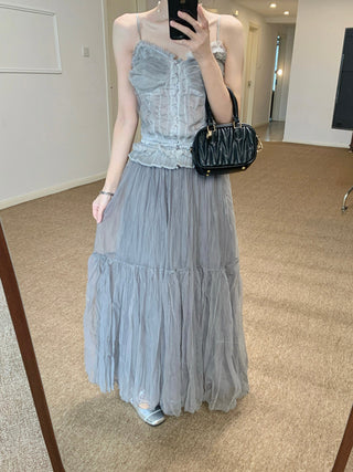 Lace Sling Vest with Skirt