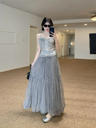 Lace Sling Vest with Skirt