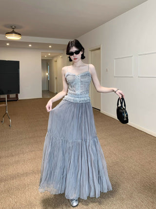 Lace Sling Vest with Skirt