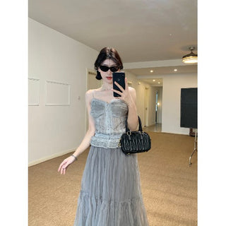 Lace Sling Vest with Skirt