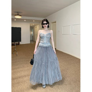 Lace Sling Vest with Skirt