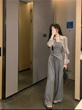 Long Sleeve Shirt with Wide Pants