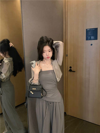 Long Sleeve Shirt with Wide Pants