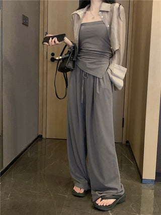 Long Sleeve Shirt with Wide Pants