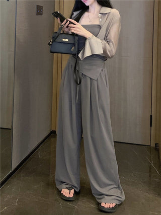 Long Sleeve Shirt with Wide Pants