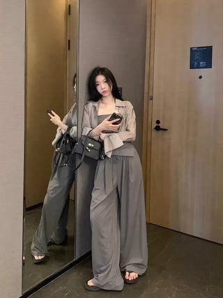 Long Sleeve Shirt with Wide Pants