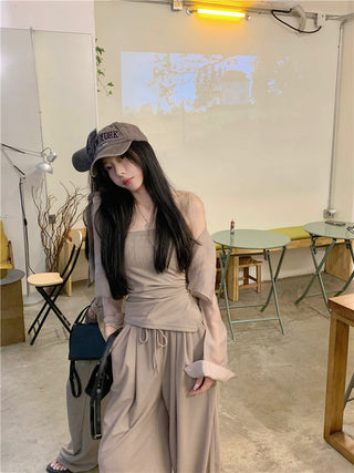 Long Sleeve Shirt with Wide Pants