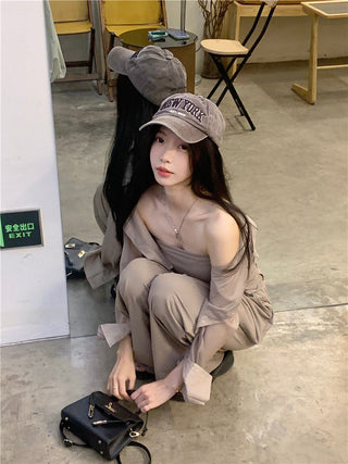 Long Sleeve Shirt with Wide Pants