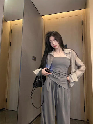 Long Sleeve Shirt with Wide Pants