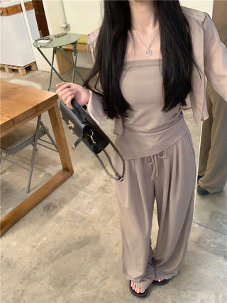 Long Sleeve Shirt with Wide Pants