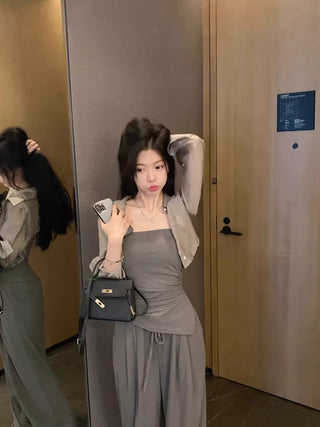 Long Sleeve Shirt with Wide Pants