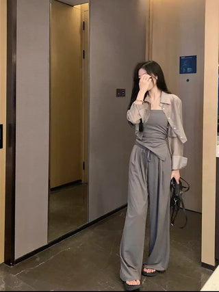 Long Sleeve Shirt with Wide Pants