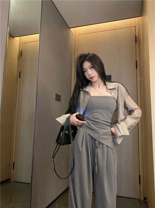 Long Sleeve Shirt with Wide Pants