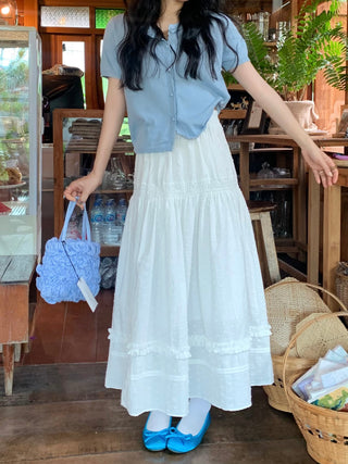 Wooden Ear Skirt with White Dress