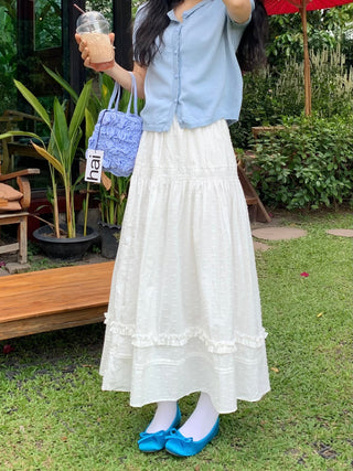 Wooden Ear Skirt with White Dress