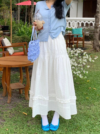 Wooden Ear Skirt with White Dress