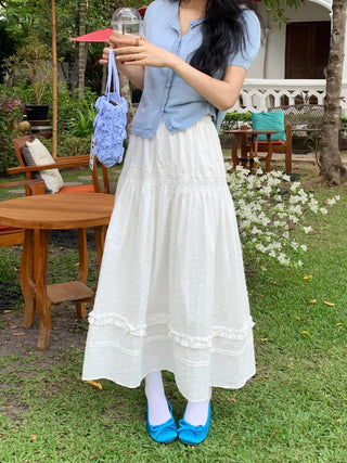 Wooden Ear Skirt with White Dress