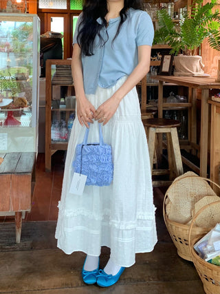 Wooden Ear Skirt with White Dress