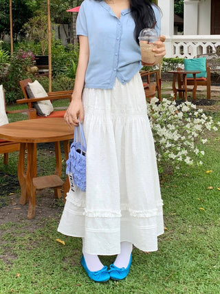 Wooden Ear Skirt with White Dress