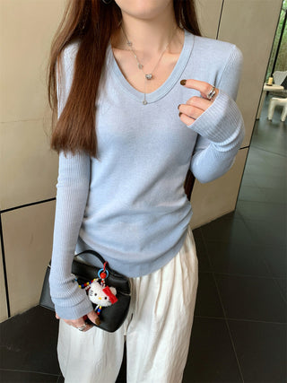 Pleated Knitted Long Sleeve Top