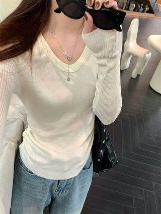 Pleated Knitted Long Sleeve Top