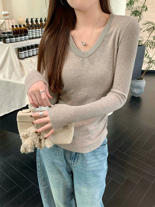 Pleated Knitted Long Sleeve Top