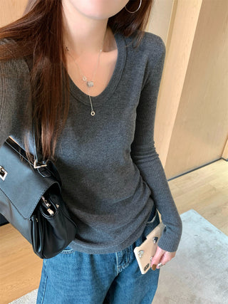 Pleated Knitted Long Sleeve Top