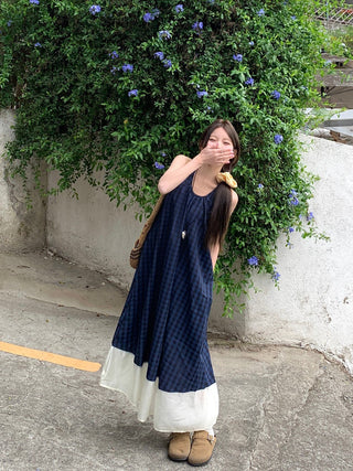 Vintage Blue Plaid Dress