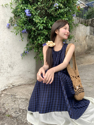 Vintage Blue Plaid Dress