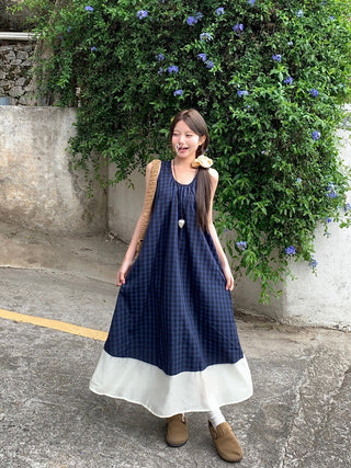 Vintage Blue Plaid Dress