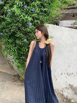 Vintage Blue Plaid Dress