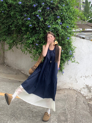 Vintage Blue Plaid Dress