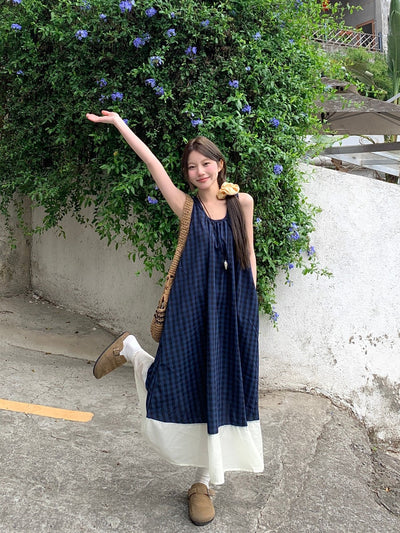 Vintage Blue Plaid Dress