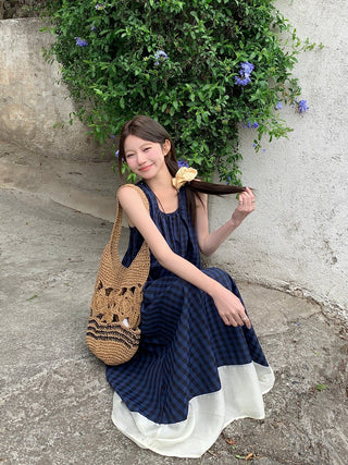 Vintage Blue Plaid Dress